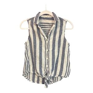 BeachLunchLounge Linen/Cotton Front Tie Sleeveless Button Down Size XS
